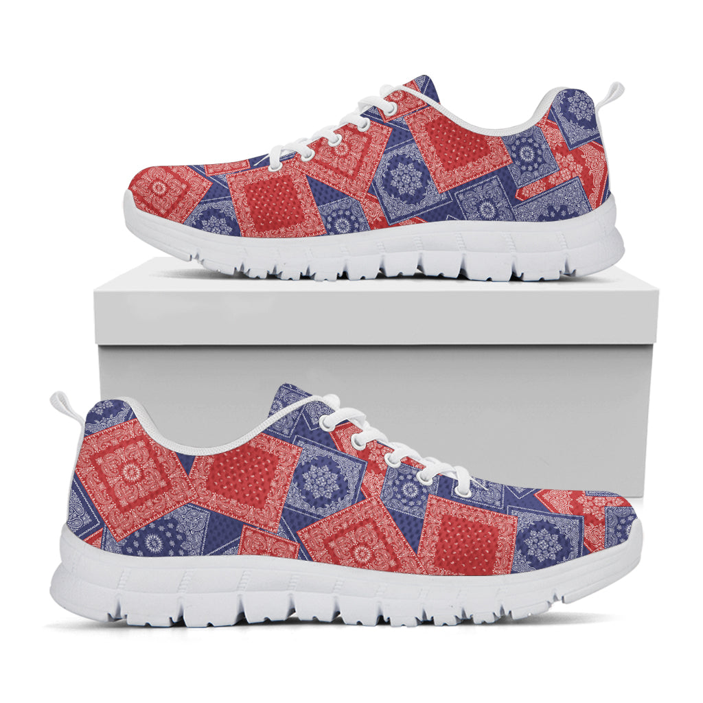 Bandanna Patchwork Pattern Print White Running Shoes