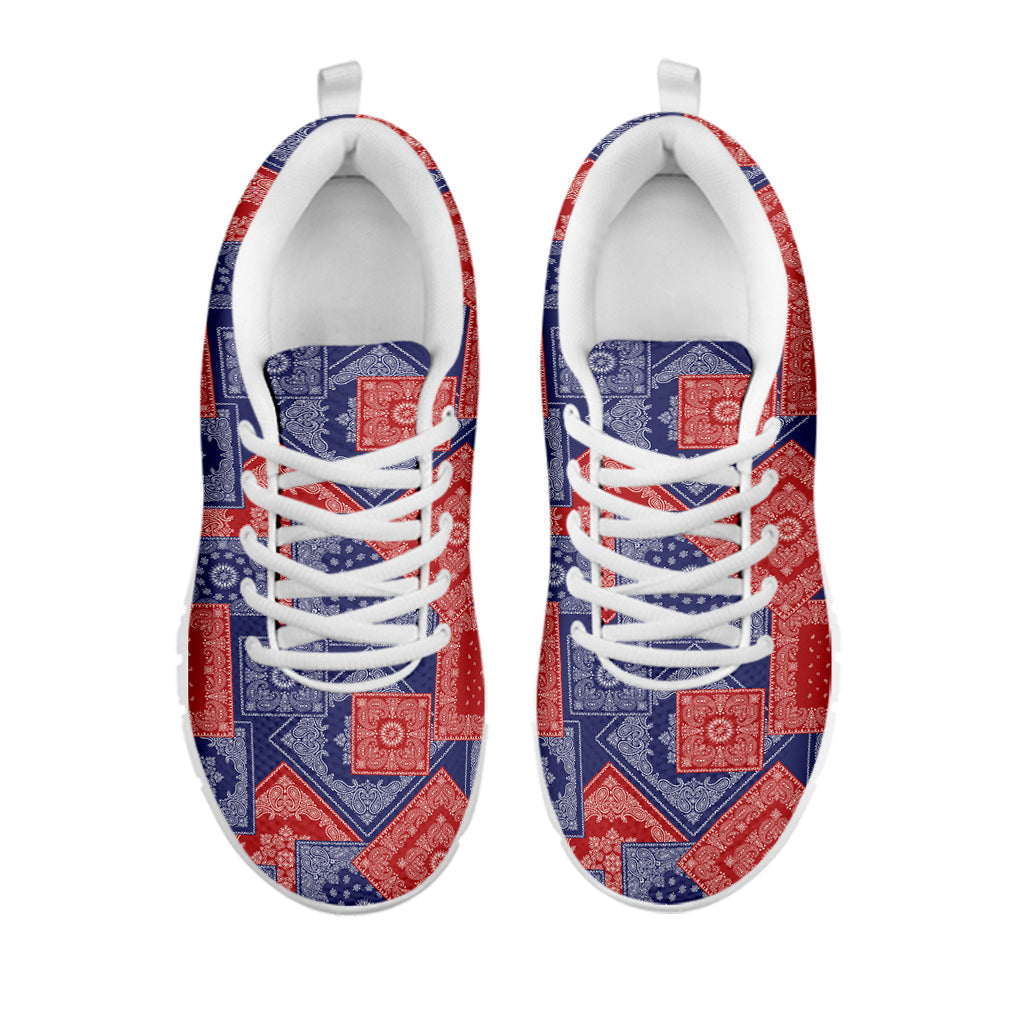 Bandanna Patchwork Pattern Print White Running Shoes