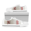 Baseball Stitching Print White Low Top Sneakers