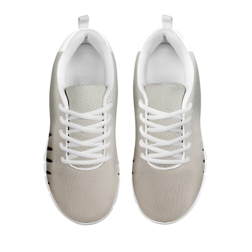 Baseball Stitching Print White Running Shoes