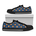 Basketball And Star Pattern Print Black Low Top Sneakers