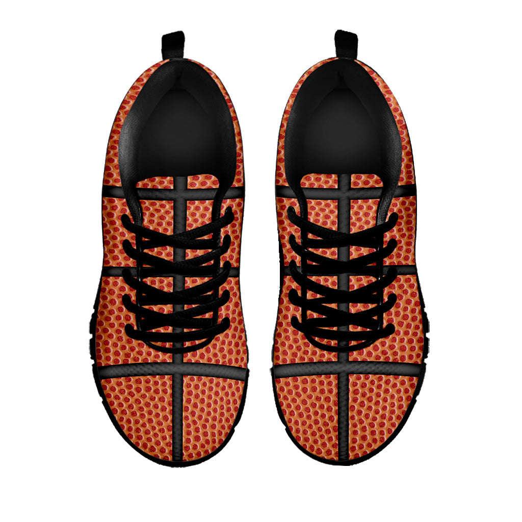 Basketball Ball Print Black Running Shoes