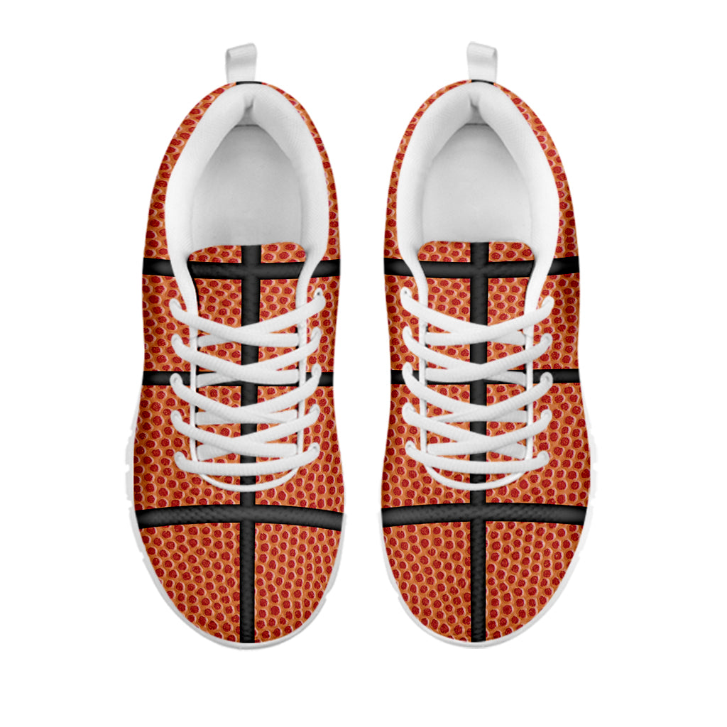 Basketball Ball Print White Running Shoes