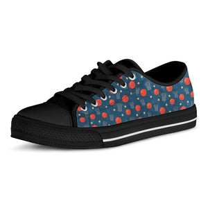 Basketball Theme Pattern Print Black Low Top Sneakers