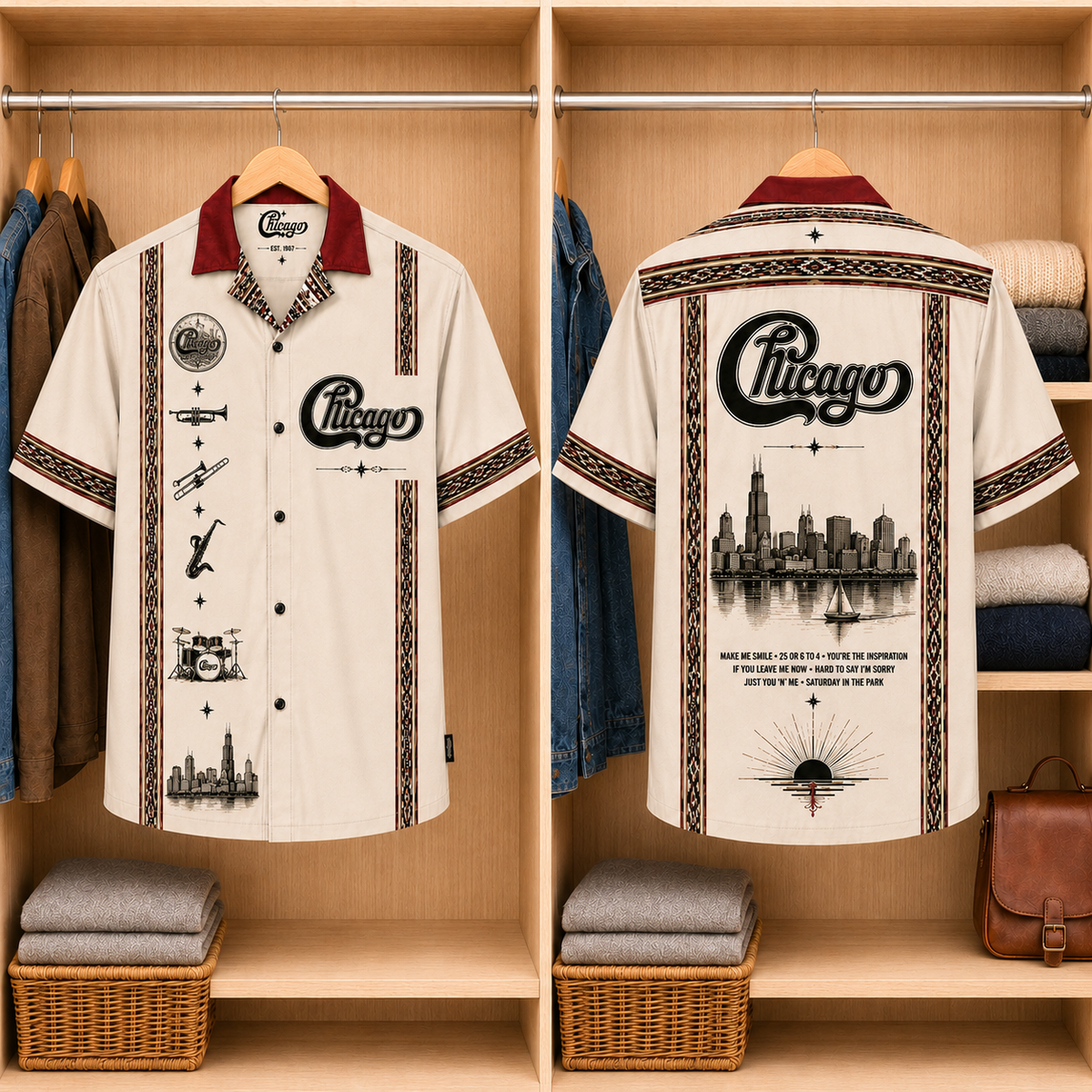 Chicago Luxury Design Hawaiian Shirt Mexican Inspired Hawaiian Shirt White Version