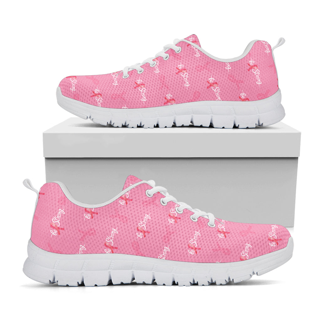 Be Strong Breast Cancer Pattern Print White Running Shoes