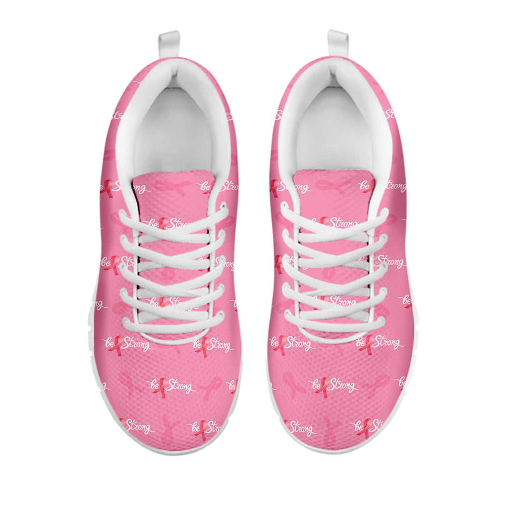 Be Strong Breast Cancer Pattern Print White Running Shoes