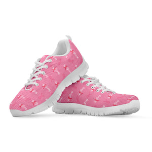 Be Strong Breast Cancer Pattern Print White Running Shoes
