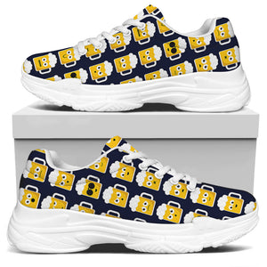 Beer Emoji Pattern Print White Chunky Shoes