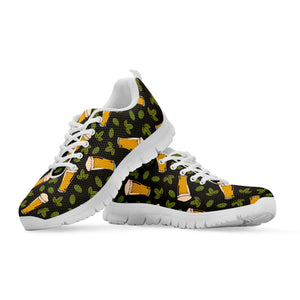 Beer Hop Cone And Leaf Pattern Print White Running Shoes