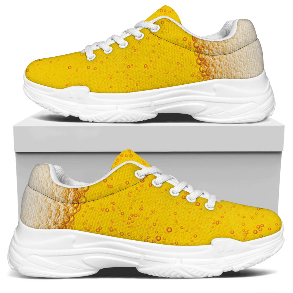 Beer With Foam Print White Chunky Shoes