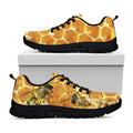 Bees And Honeycomb Print Black Running Shoes