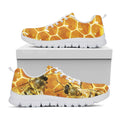 Bees And Honeycomb Print White Running Shoes