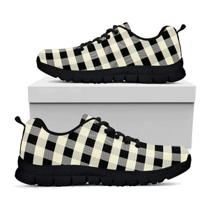 Beige And Black Buffalo Check Print Black Running Shoes