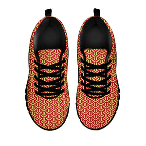 Beige And Red Japanese Pattern Print Black Running Shoes