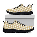 Beige And White Check Pattern Print Black Running Shoes