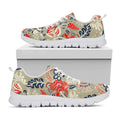 Beige Bohemian Floral Pattern Print White Running Shoes