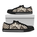 Beige Snakeskin Print Black Low Top Sneakers