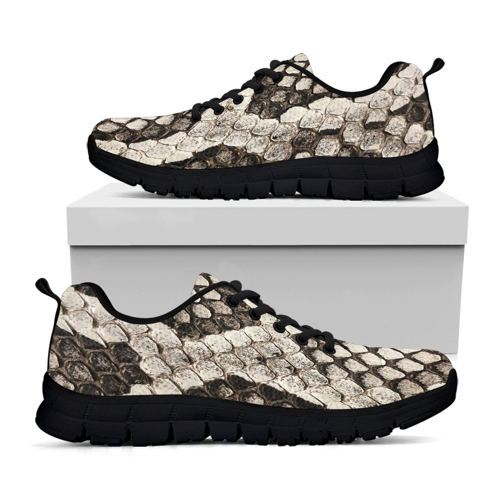 Beige Snakeskin Print Black Running Shoes