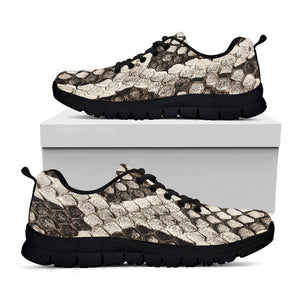 Beige Snakeskin Print Black Running Shoes