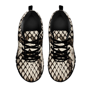 Beige Snakeskin Print Black Running Shoes