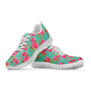 Bird Pink Floral Flower Pattern Print White Running Shoes