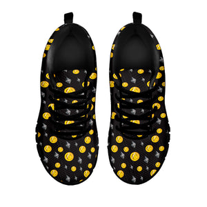 Bitcoin And Ethereum Pattern Print Black Running Shoes