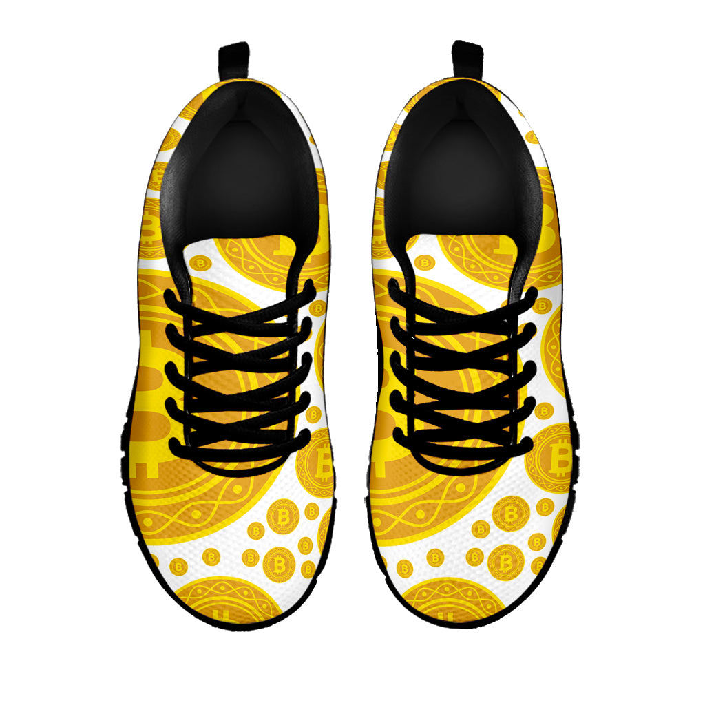 Bitcoin Crypto Pattern Print Black Running Shoes
