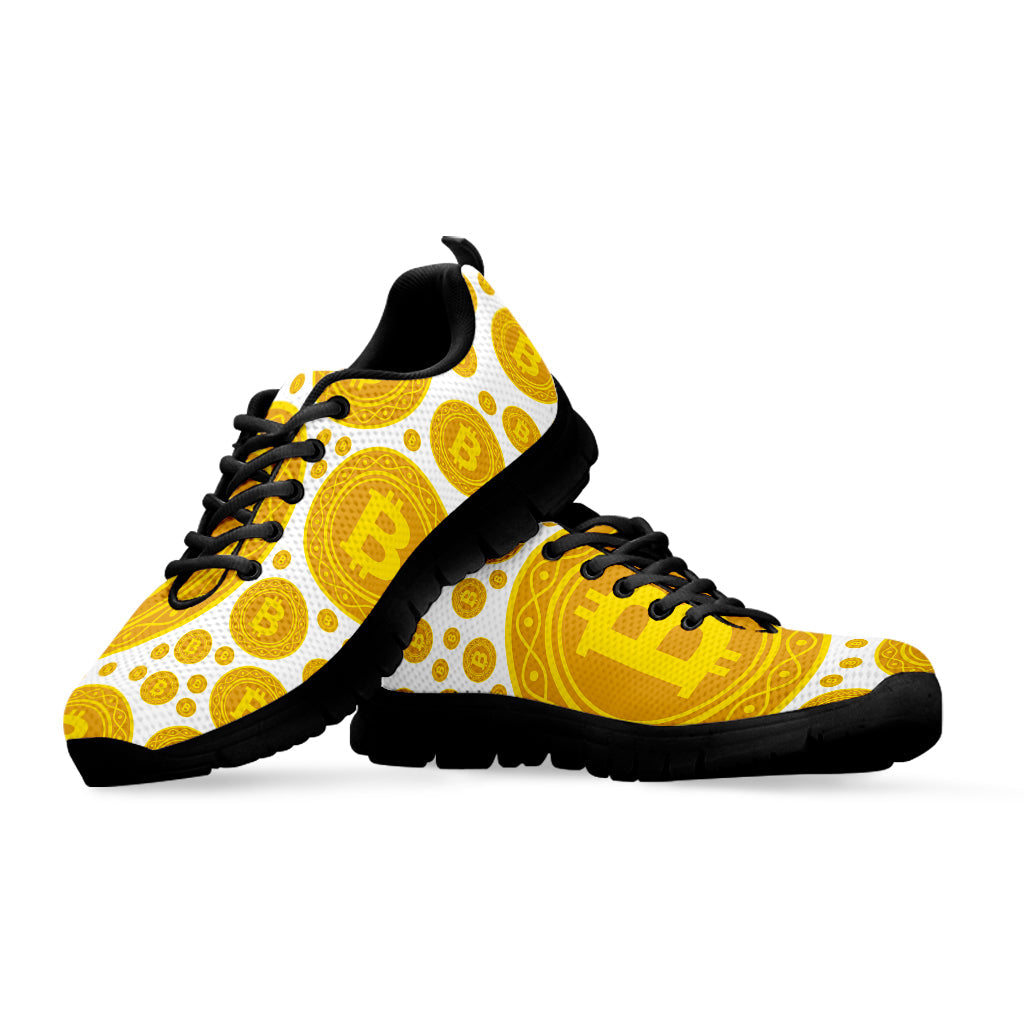 Bitcoin Crypto Pattern Print Black Running Shoes
