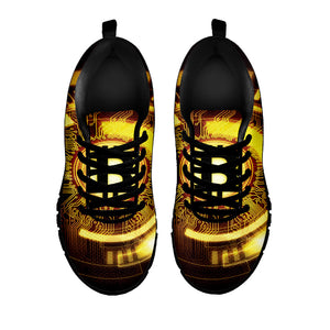 Bitcoin Crypto Symbol Print Black Running Shoes