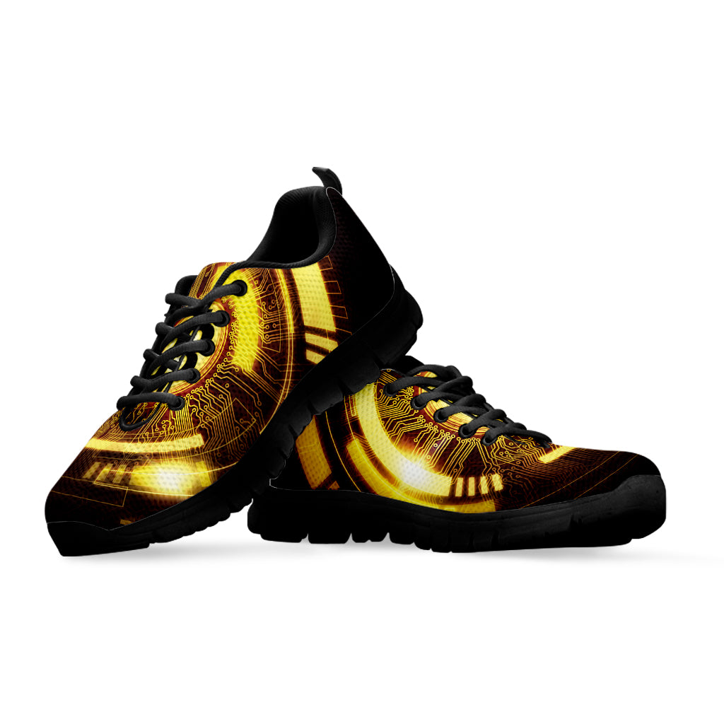 Bitcoin Crypto Symbol Print Black Running Shoes