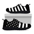 Black American Flag Print Black Running Shoes