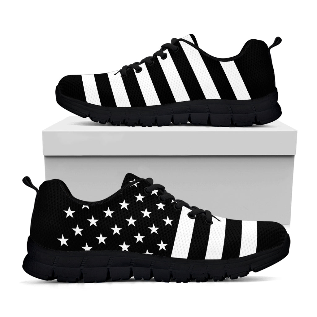 Black American Flag Print Black Running Shoes