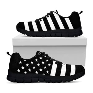 Black American Flag Print Black Running Shoes