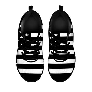 Black American Flag Print Black Running Shoes