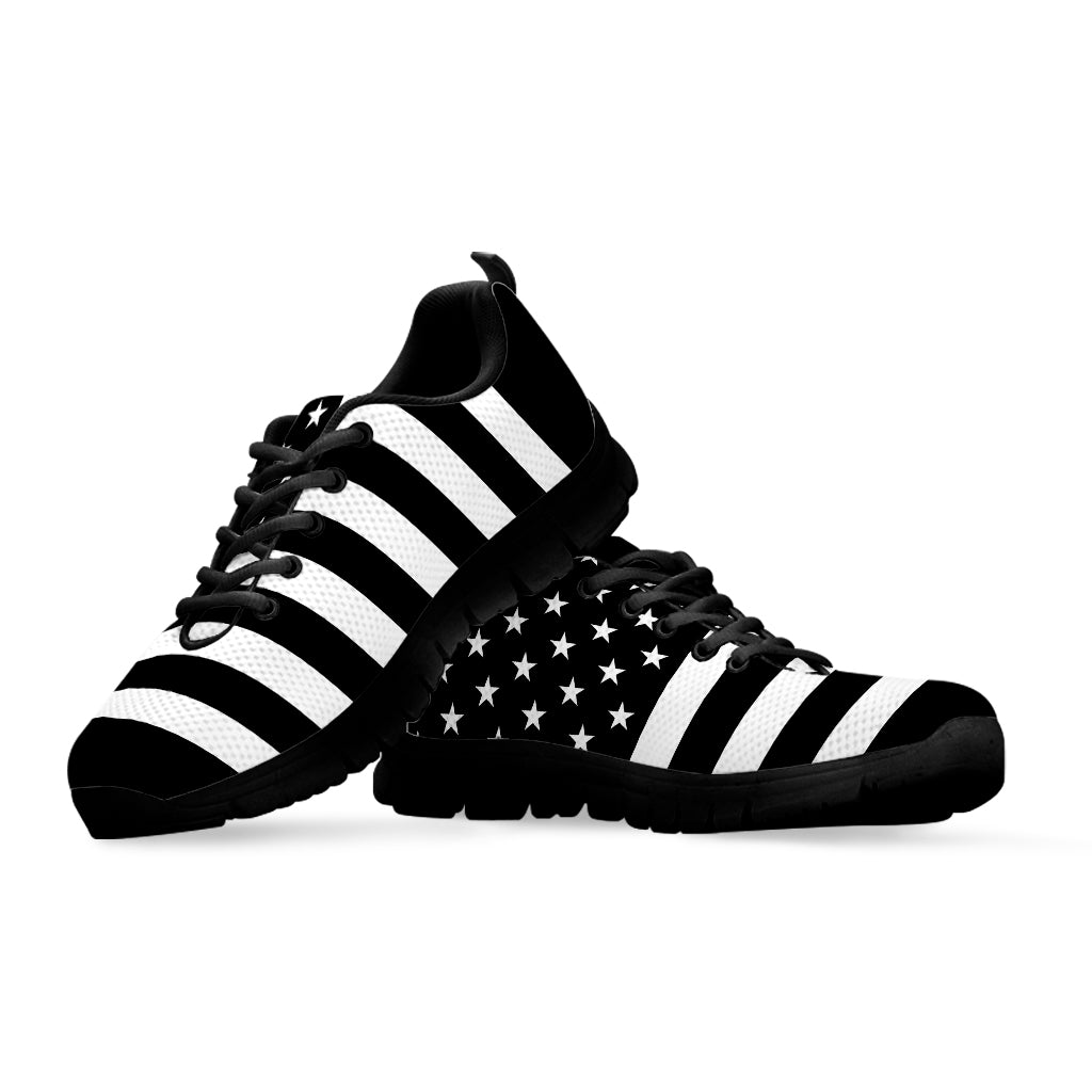 Black American Flag Print Black Running Shoes