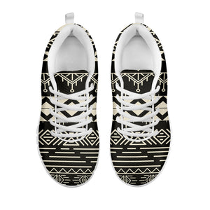 Black And Beige Aztec Pattern Print White Running Shoes