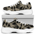 Black And Beige Geometric Triangle Print White Chunky Shoes