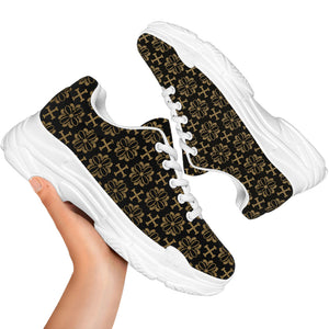 Black And Beige Orthodox Pattern Print White Chunky Shoes