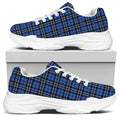 Black And Blue Tartan Pattern Print White Chunky Shoes