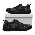 Black And Gold Japanese Tiger Print Black Running Shoes