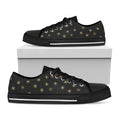 Black And Gold Snowflake Pattern Print Black Low Top Sneakers