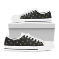 Black And Gold Snowflake Pattern Print White Low Top Sneakers