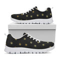 Black And Gold Snowflake Pattern Print White Running Shoes