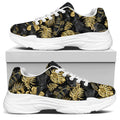 Black And Gold Tropical Pattern Print White Chunky Shoes