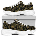 Black And Gold Warli Pattern Print White Chunky Shoes