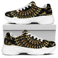 Black And Gold Warli Tribal Print White Chunky Shoes