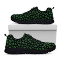 Black And Green Shamrock Pattern Print Black Running Shoes