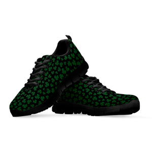 Black And Green Shamrock Pattern Print Black Running Shoes