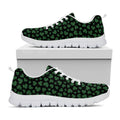 Black And Green Shamrock Pattern Print White Running Shoes
